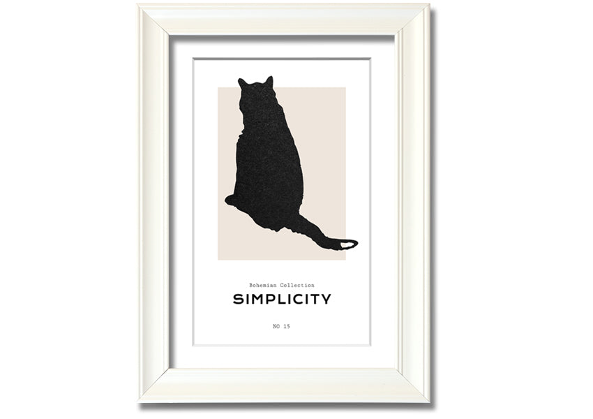 A beautifully framed print of a black cat, showcasing its elegance and charm, available in various frame colours.