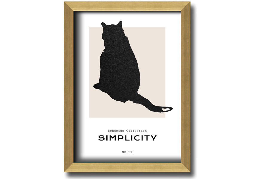 A beautifully framed print of a black cat, showcasing its elegance and charm, available in various frame colours.