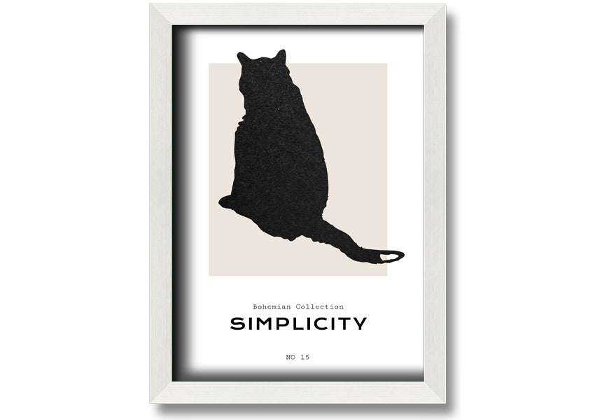 A beautifully framed print of a black cat, showcasing its elegance and charm, available in various frame colours.