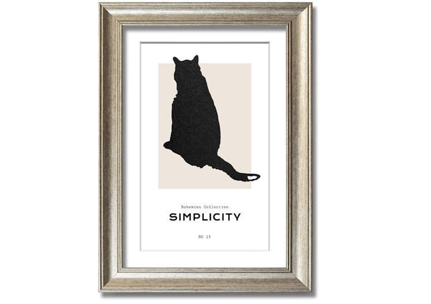 A beautifully framed print of a black cat, showcasing its elegance and charm, available in various frame colours.