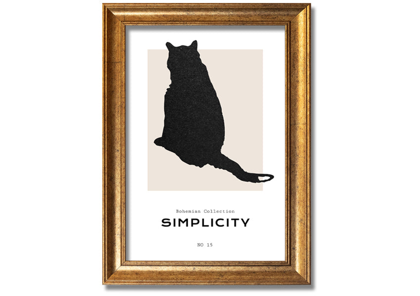 A beautifully framed print of a black cat, showcasing its elegance and charm, available in various frame colours.