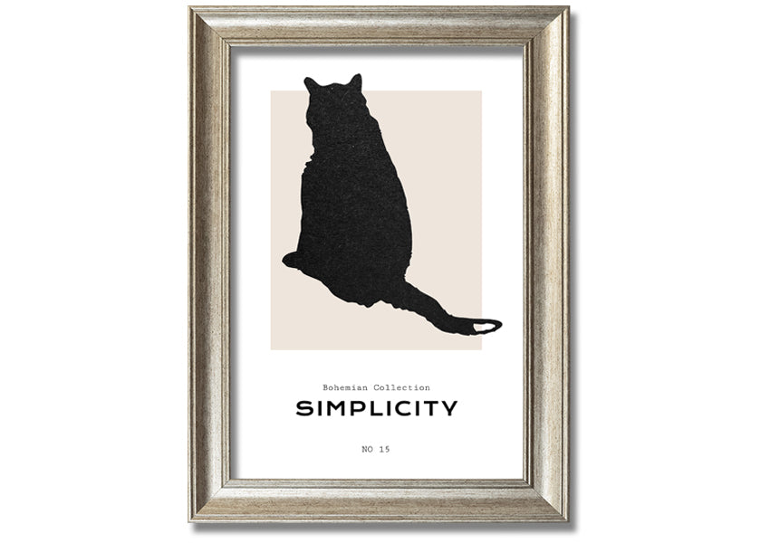 A beautifully framed print of a black cat, showcasing its elegance and charm, available in various frame colours.