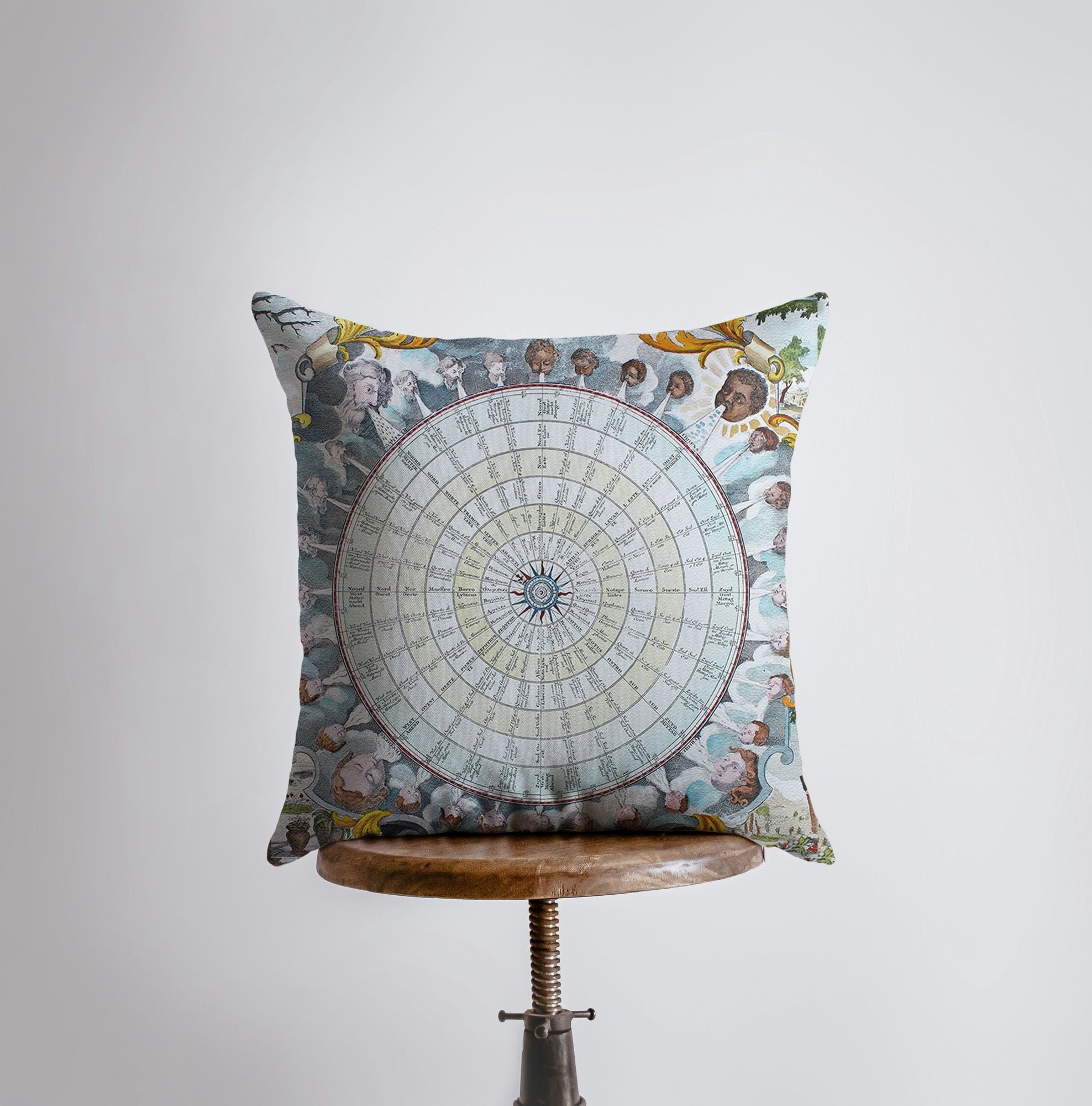 The Circle Constellation Throw Pillow featuring Zodiac designs on a cotton/polyester blend fabric with a concealed zipper.