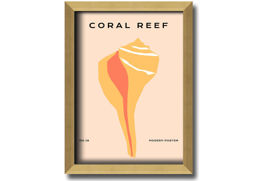 A vibrant framed print of a coral reef, showcasing colorful marine life, available in various frame colors.