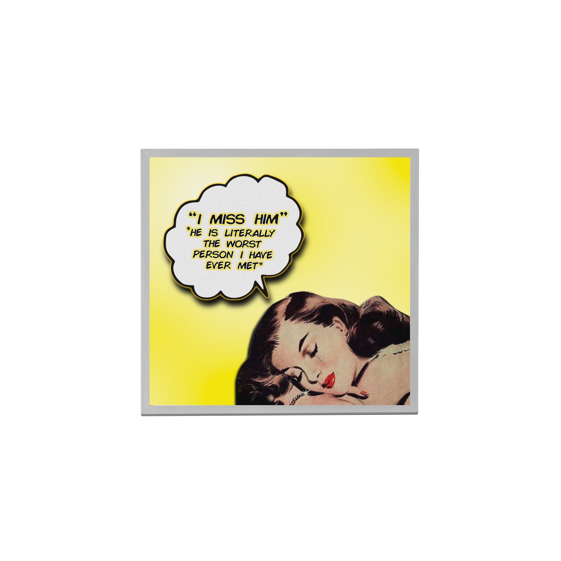 Creativejawns 'I M I S S H I M' 8x8 photo tile with a vibrant design, perfect for wall decoration.