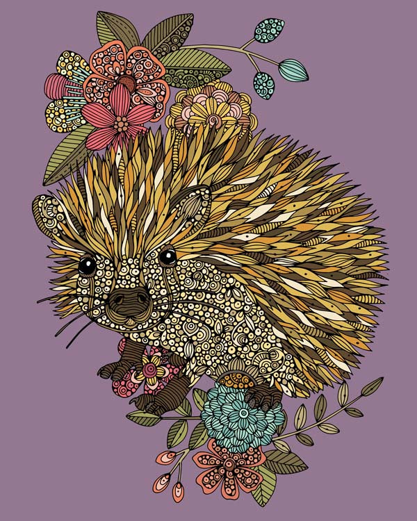 A charming hedgehog artwork printed on 8x10 photographic paper, showcasing vibrant colors and intricate details.