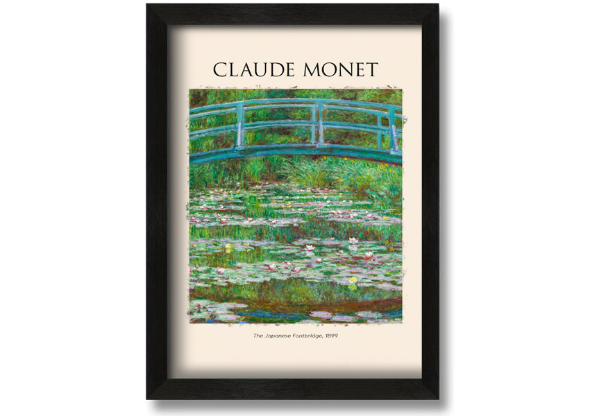 Canvas print of Claude Monet's 'The Japanese Footbridge', featuring vibrant colors and intricate details, mounted on a 44mm box frame.