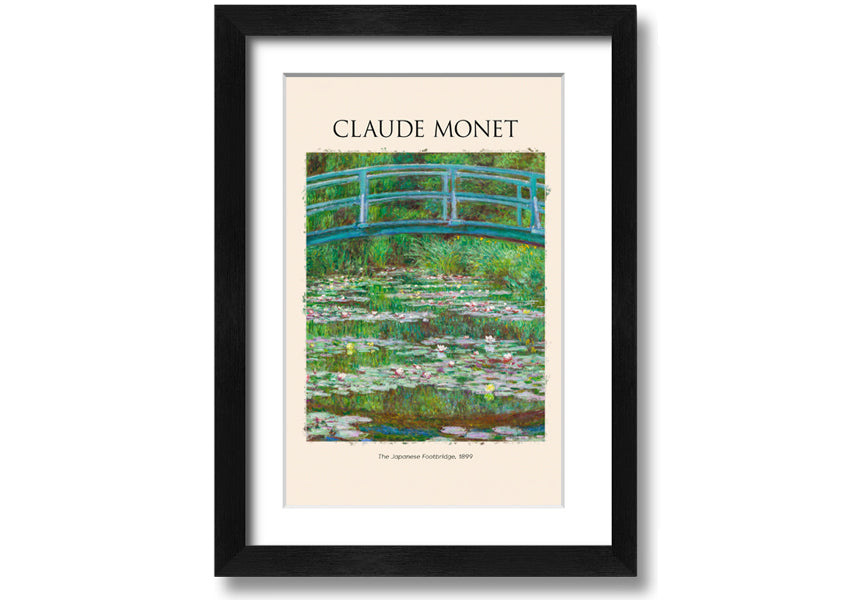 Canvas print of Claude Monet's 'The Japanese Footbridge', featuring vibrant colors and intricate details, mounted on a 44mm box frame.