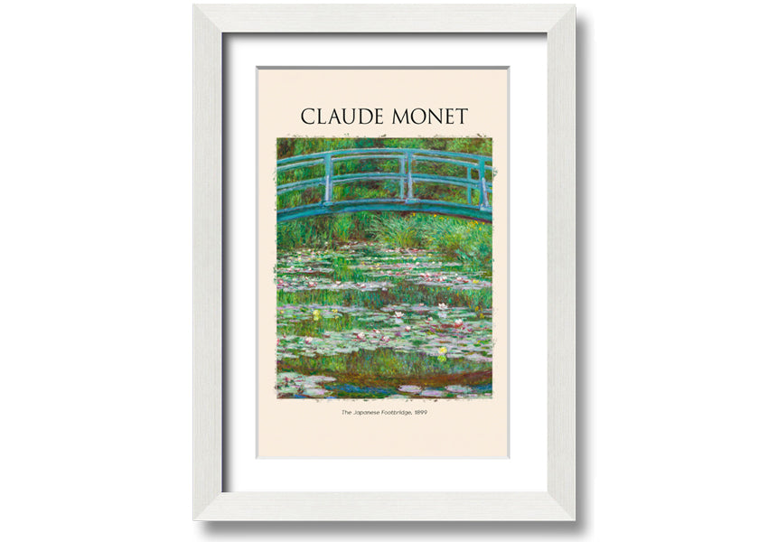 Canvas print of Claude Monet's 'The Japanese Footbridge', featuring vibrant colors and intricate details, mounted on a 44mm box frame.