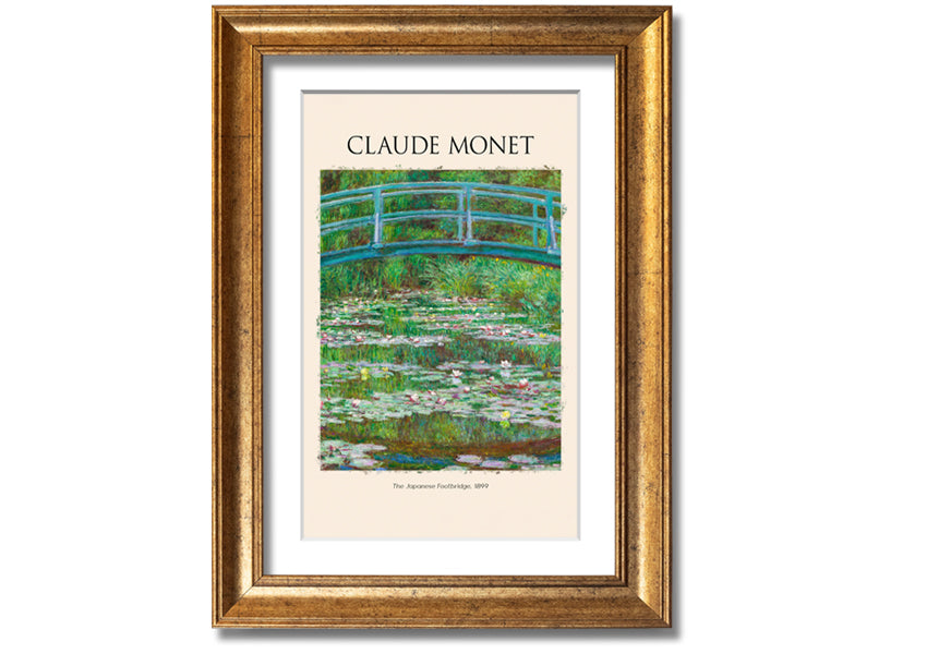 Canvas print of Claude Monet's 'The Japanese Footbridge', featuring vibrant colors and intricate details, mounted on a 44mm box frame.