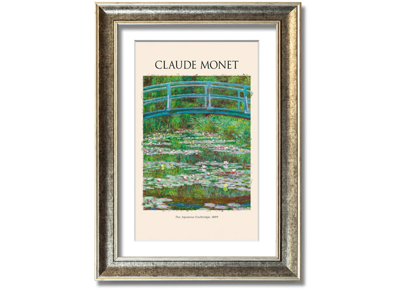 Canvas print of Claude Monet's 'The Japanese Footbridge', featuring vibrant colors and intricate details, mounted on a 44mm box frame.