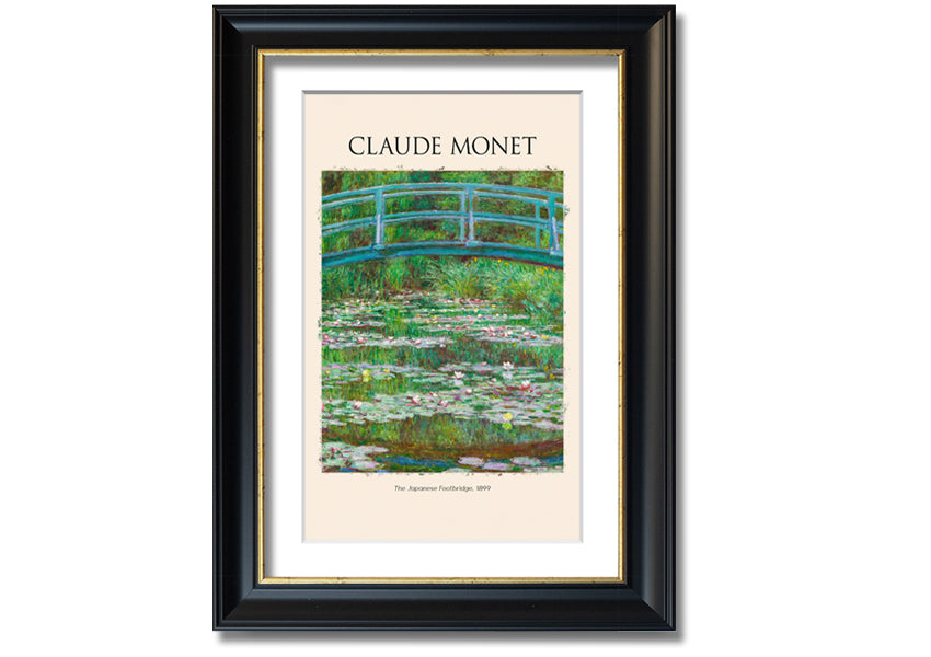 Canvas print of Claude Monet's 'The Japanese Footbridge', featuring vibrant colors and intricate details, mounted on a 44mm box frame.