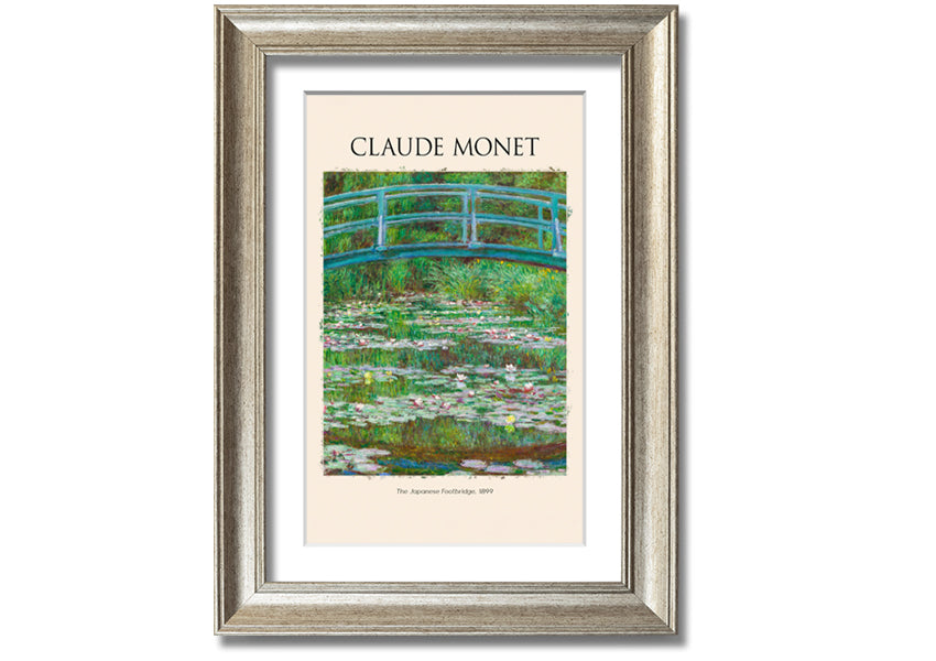 Canvas print of Claude Monet's 'The Japanese Footbridge', featuring vibrant colors and intricate details, mounted on a 44mm box frame.