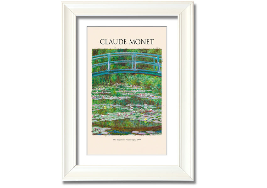 Canvas print of Claude Monet's 'The Japanese Footbridge', featuring vibrant colors and intricate details, mounted on a 44mm box frame.