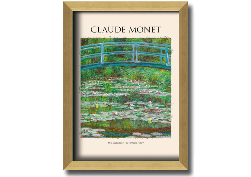 Canvas print of Claude Monet's 'The Japanese Footbridge', featuring vibrant colors and intricate details, mounted on a 44mm box frame.