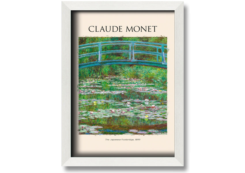 Canvas print of Claude Monet's 'The Japanese Footbridge', featuring vibrant colors and intricate details, mounted on a 44mm box frame.