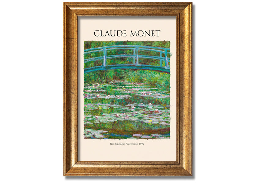 Canvas print of Claude Monet's 'The Japanese Footbridge', featuring vibrant colors and intricate details, mounted on a 44mm box frame.