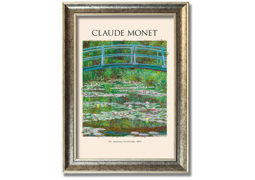 Canvas print of Claude Monet's 'The Japanese Footbridge', featuring vibrant colors and intricate details, mounted on a 44mm box frame.