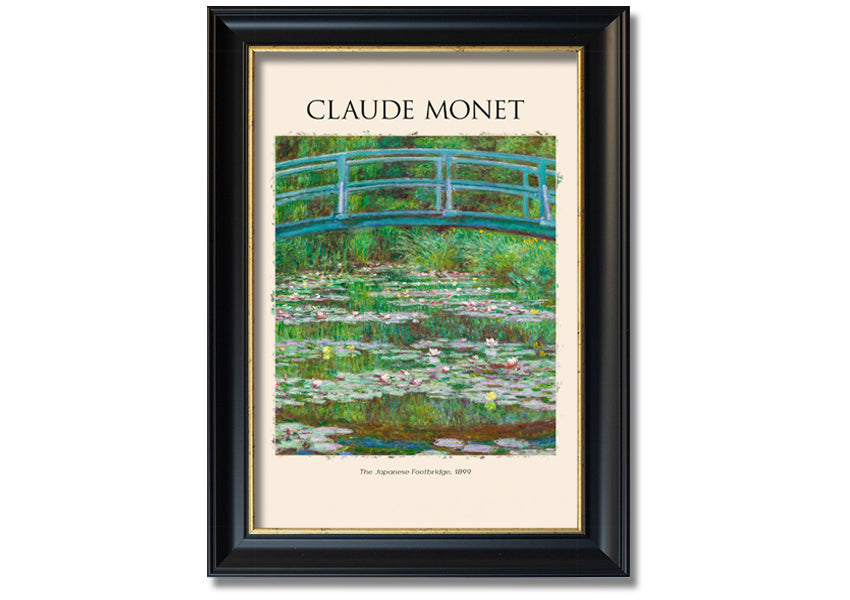 Canvas print of Claude Monet's 'The Japanese Footbridge', featuring vibrant colors and intricate details, mounted on a 44mm box frame.