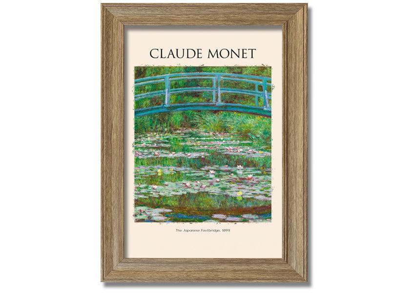 Canvas print of Claude Monet's 'The Japanese Footbridge', featuring vibrant colors and intricate details, mounted on a 44mm box frame.