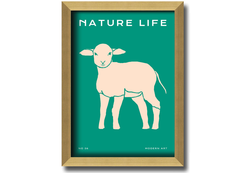 A beautifully framed print of a little lamb, showcasing soft colors and intricate details, ready to hang on the wall.