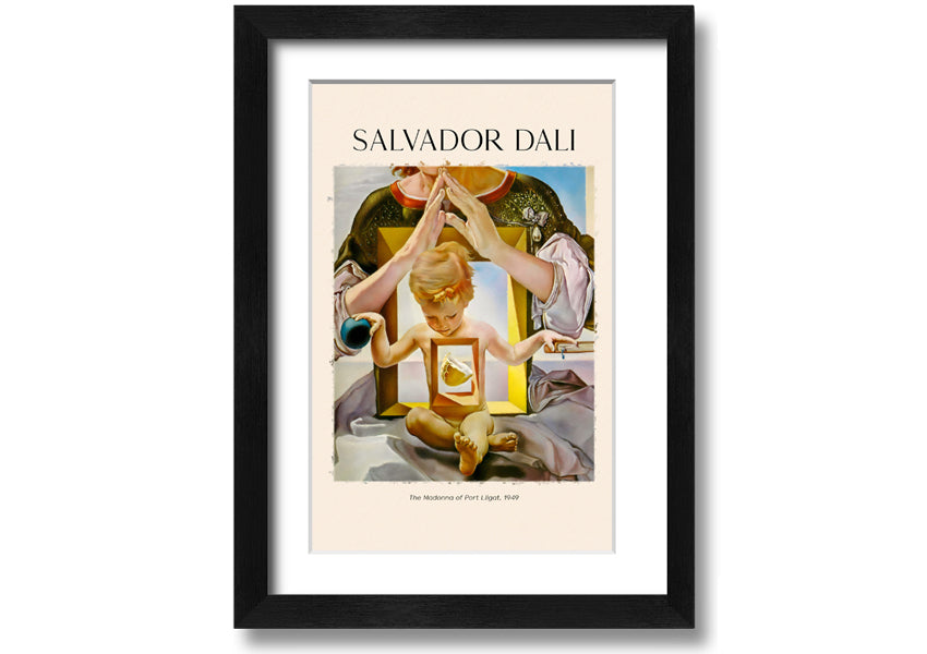 Framed canvas print of 'The Madonna Of Port Ligat' by Salvador Dali, showcasing vibrant colors and surreal imagery.