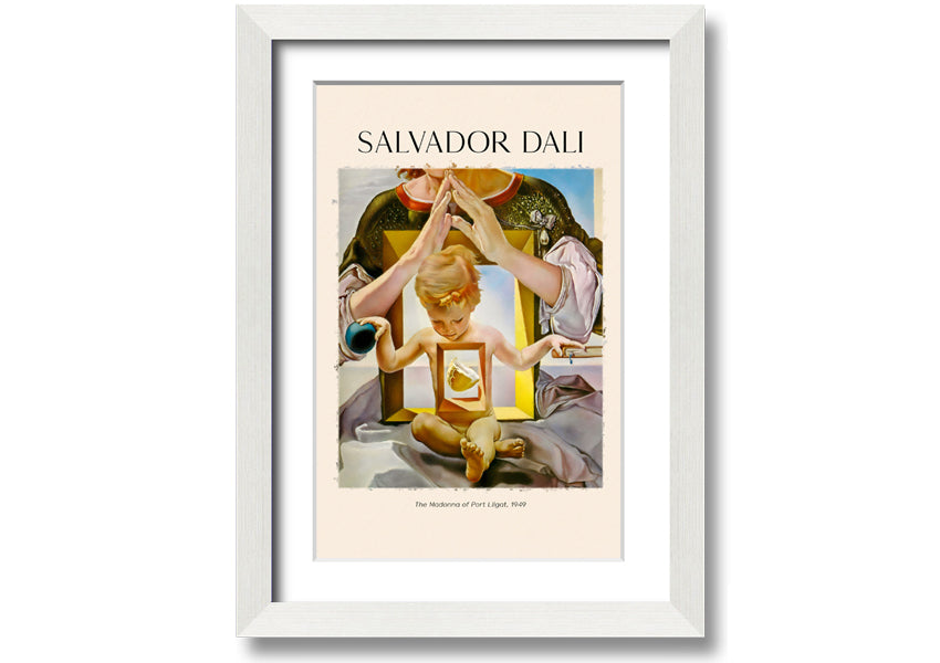 Framed canvas print of 'The Madonna Of Port Ligat' by Salvador Dali, showcasing vibrant colors and surreal imagery.