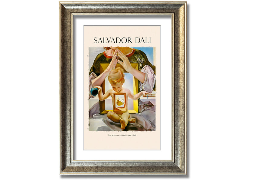 Framed canvas print of 'The Madonna Of Port Ligat' by Salvador Dali, showcasing vibrant colors and surreal imagery.