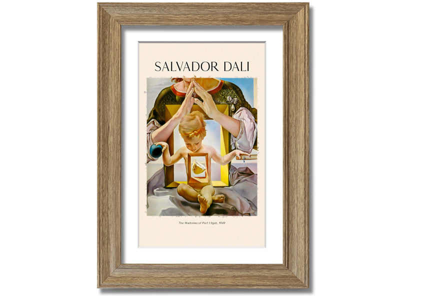 Framed canvas print of 'The Madonna Of Port Ligat' by Salvador Dali, showcasing vibrant colors and surreal imagery.