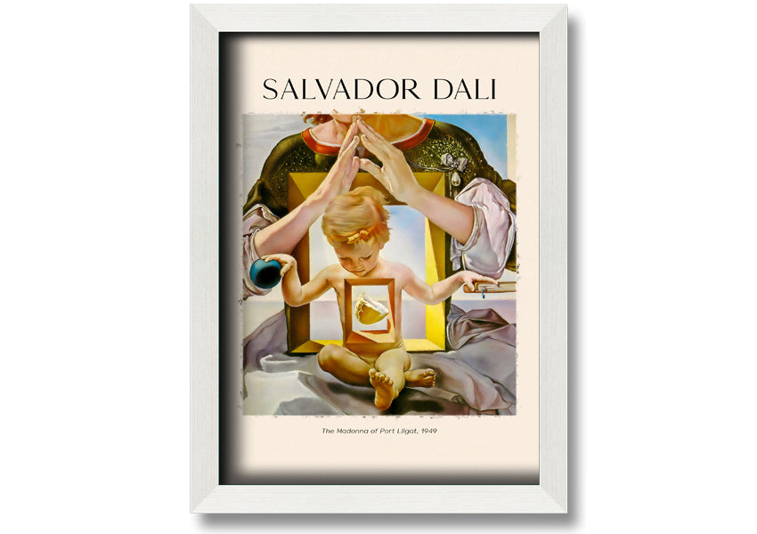 Framed canvas print of 'The Madonna Of Port Ligat' by Salvador Dali, showcasing vibrant colors and surreal imagery.