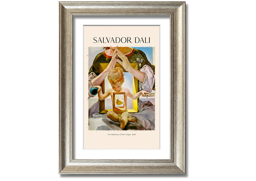 Framed canvas print of 'The Madonna Of Port Ligat' by Salvador Dali, showcasing vibrant colors and surreal imagery.