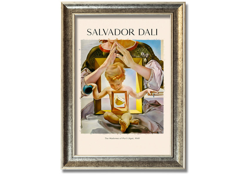 Framed canvas print of 'The Madonna Of Port Ligat' by Salvador Dali, showcasing vibrant colors and surreal imagery.