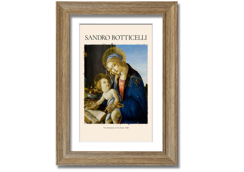 A beautiful canvas print of The Madonna Of The Book, 1480 by Sandro Botticelli, featuring vibrant colors and intricate details, mounted on a box frame.