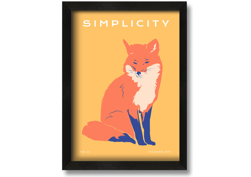 A beautifully framed print of an orange fox, showcasing vibrant colors and intricate details, ready to hang on a wall.