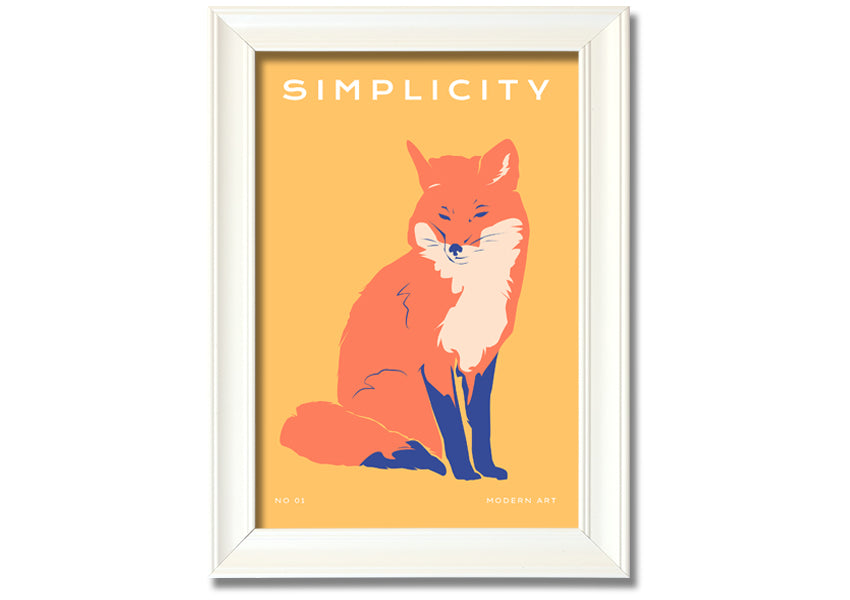 A beautifully framed print of an orange fox, showcasing vibrant colors and intricate details, ready to hang on a wall.