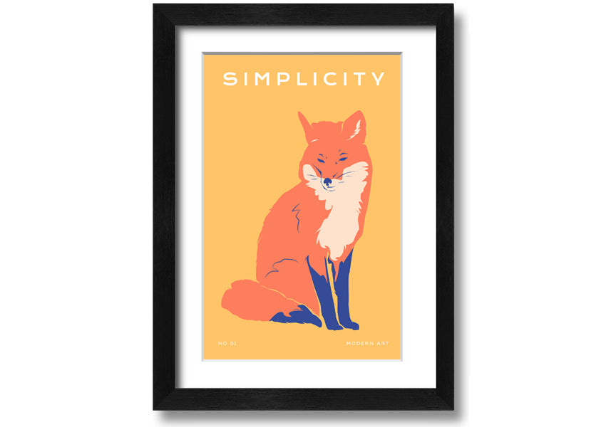 A beautifully framed print of an orange fox, showcasing vibrant colors and intricate details, ready to hang on a wall.