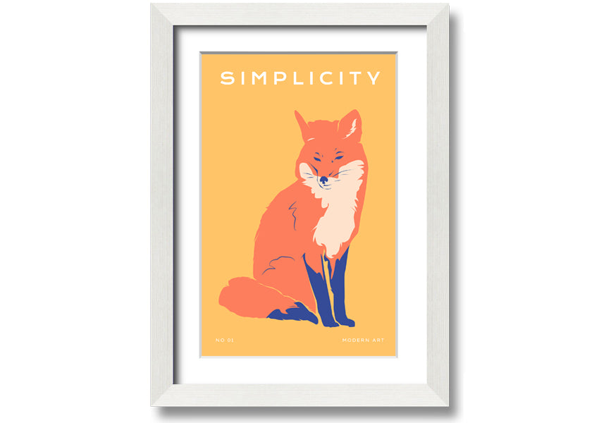 A beautifully framed print of an orange fox, showcasing vibrant colors and intricate details, ready to hang on a wall.