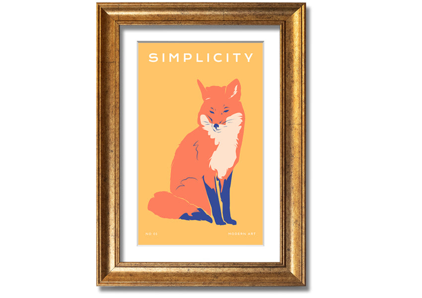 A beautifully framed print of an orange fox, showcasing vibrant colors and intricate details, ready to hang on a wall.