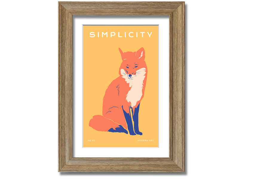 A beautifully framed print of an orange fox, showcasing vibrant colors and intricate details, ready to hang on a wall.