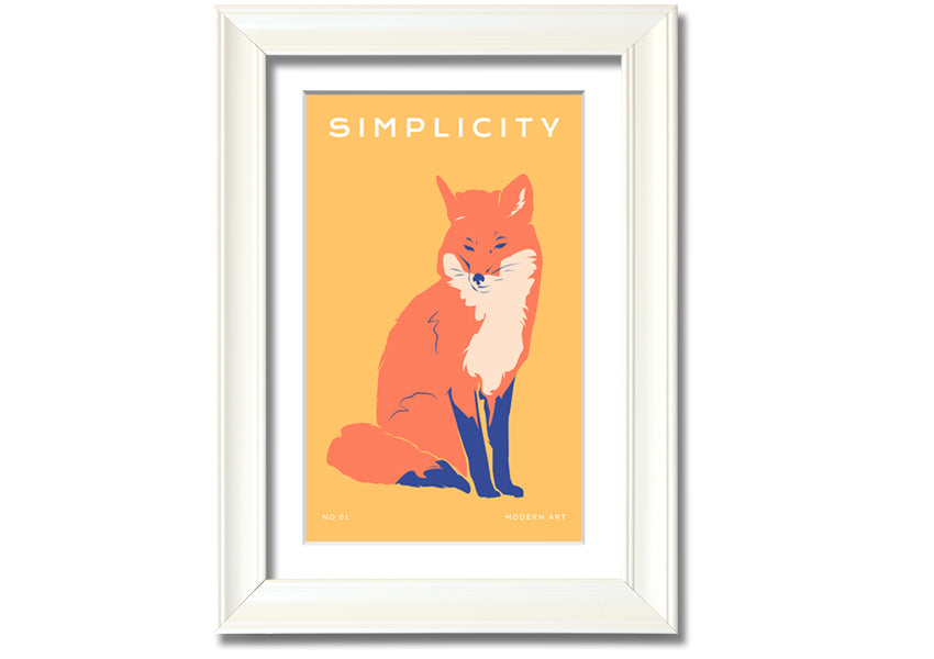 A beautifully framed print of an orange fox, showcasing vibrant colors and intricate details, ready to hang on a wall.