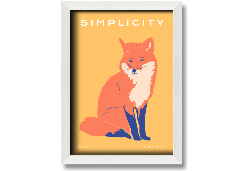 A beautifully framed print of an orange fox, showcasing vibrant colors and intricate details, ready to hang on a wall.