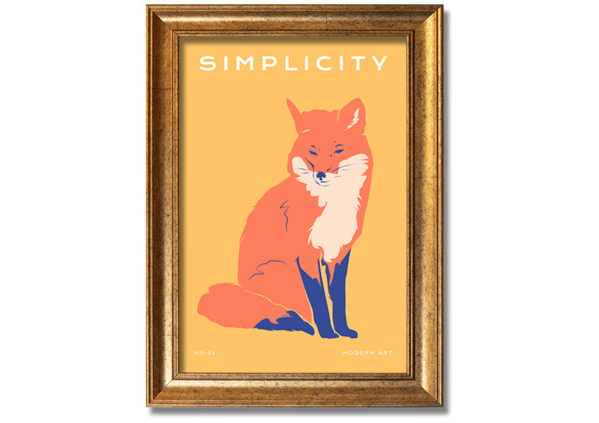 A beautifully framed print of an orange fox, showcasing vibrant colors and intricate details, ready to hang on a wall.