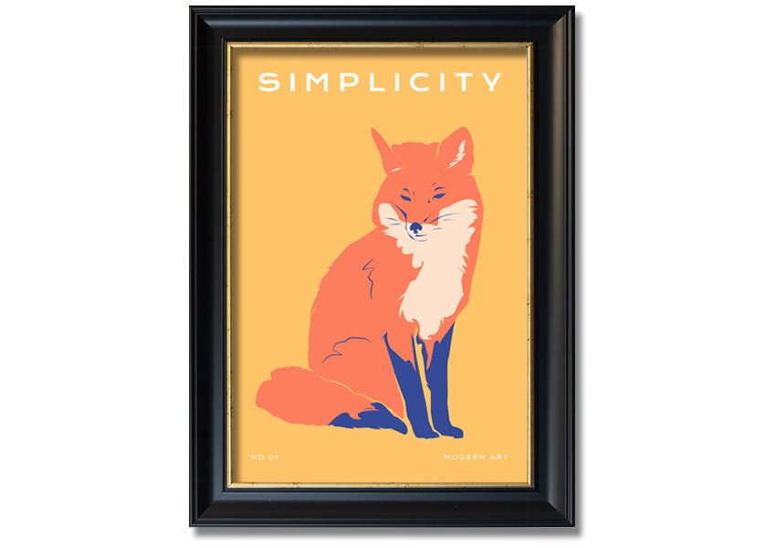 A beautifully framed print of an orange fox, showcasing vibrant colors and intricate details, ready to hang on a wall.