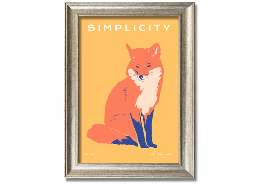 A beautifully framed print of an orange fox, showcasing vibrant colors and intricate details, ready to hang on a wall.