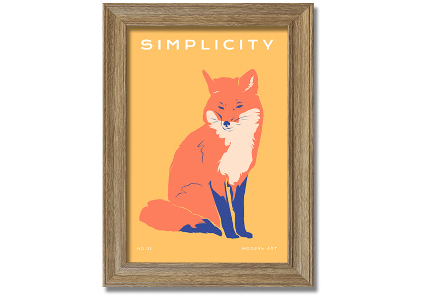 A beautifully framed print of an orange fox, showcasing vibrant colors and intricate details, ready to hang on a wall.