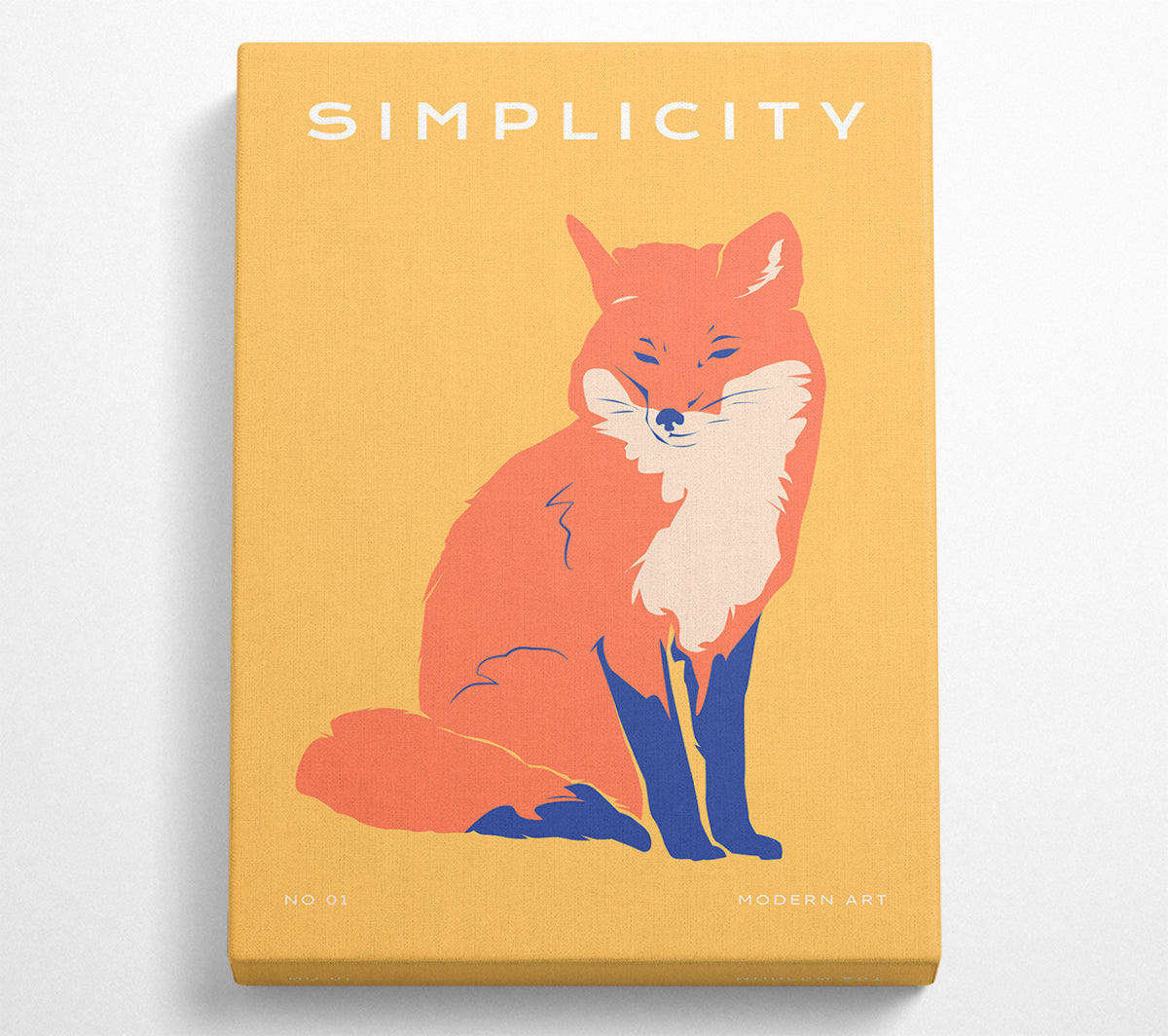 A vibrant canvas print of an orange fox, mounted on a sturdy box frame, ready to hang on the wall.