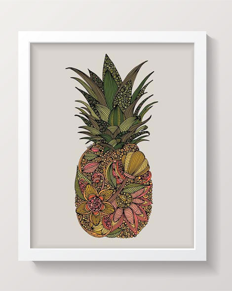 A vibrant artwork of a pineapple flower printed on 8x10 photographic paper, showcasing intricate details and colors.