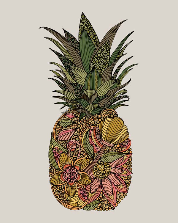 A vibrant artwork of a pineapple flower printed on 8x10 photographic paper, showcasing intricate details and colors.