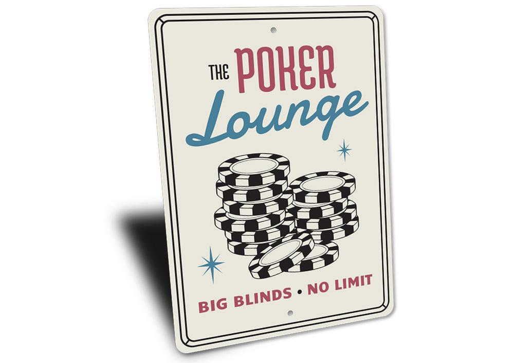 The Poker Lounge Sign featuring a stylish design, perfect for game rooms and man caves, made from high-quality aluminum.