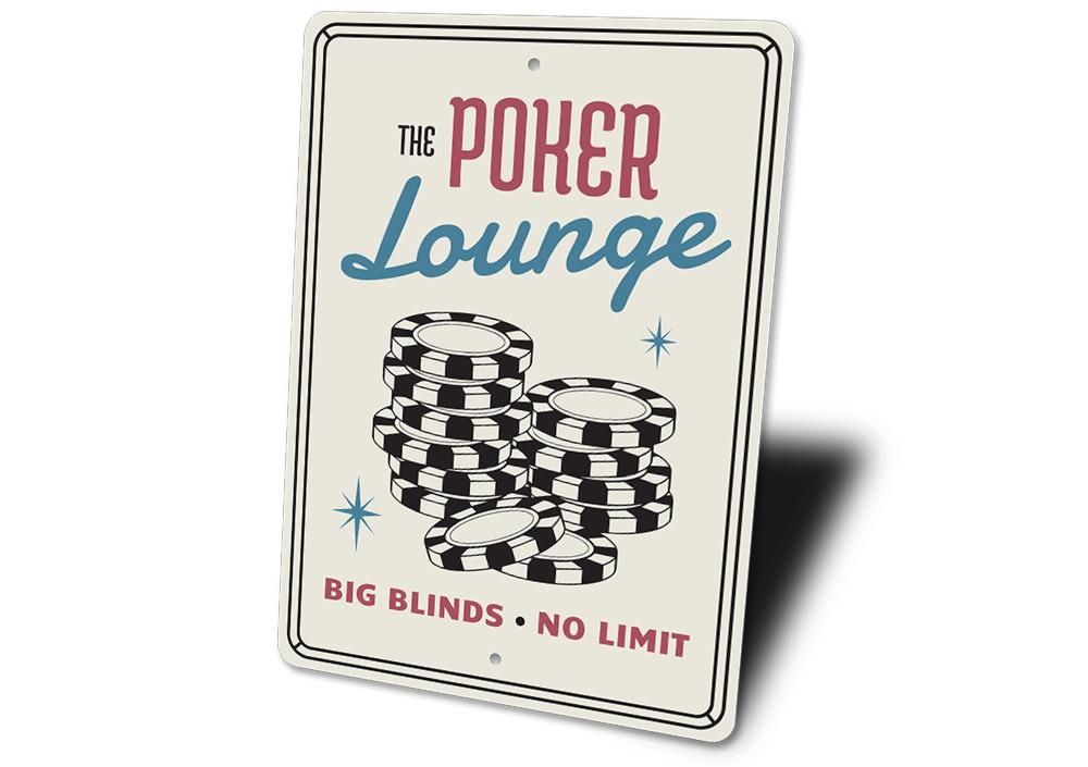 The Poker Lounge Sign featuring a stylish design, perfect for game rooms and man caves, made from high-quality aluminum.